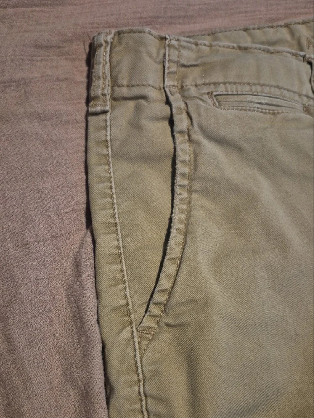 American Eagle Outfitters Men’s Olive-Tan Flat Front Shorts